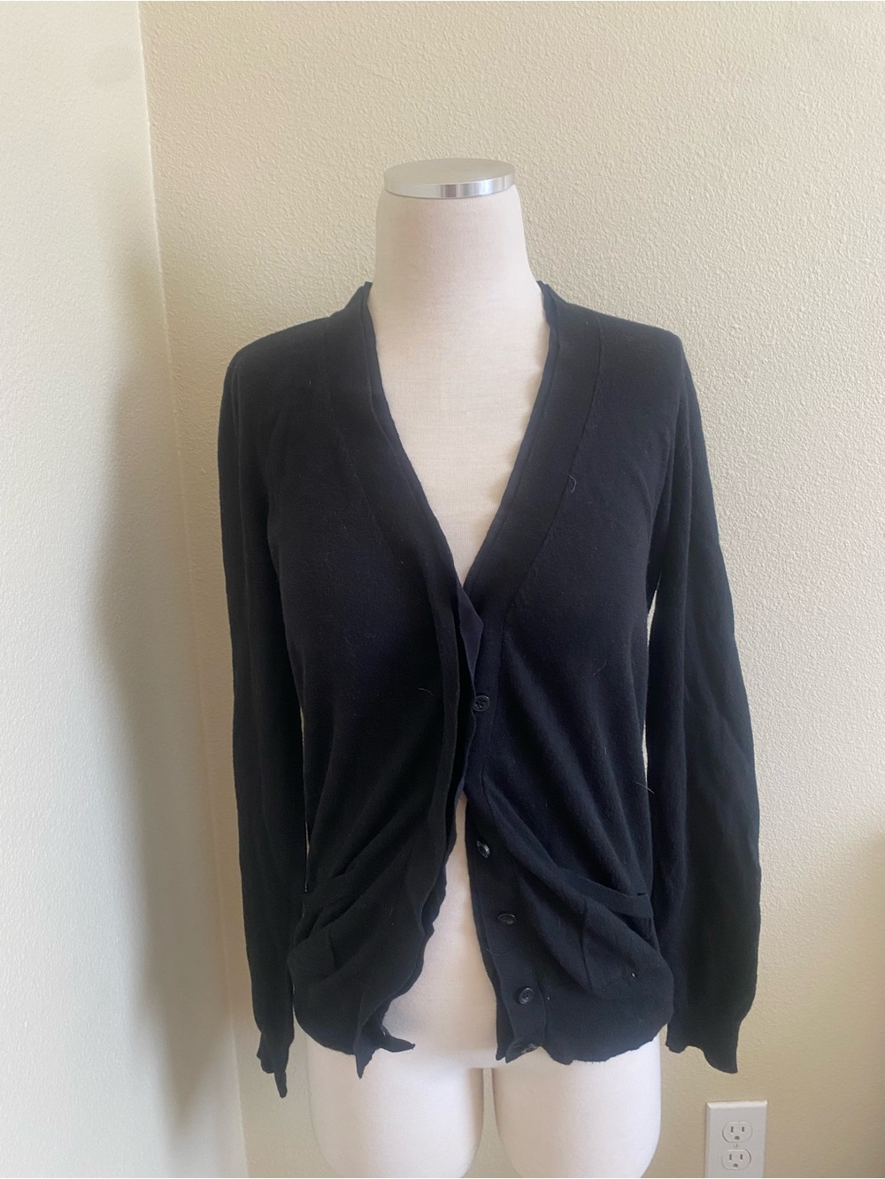 Ann Taylor Black V-Neck Button Cardigan